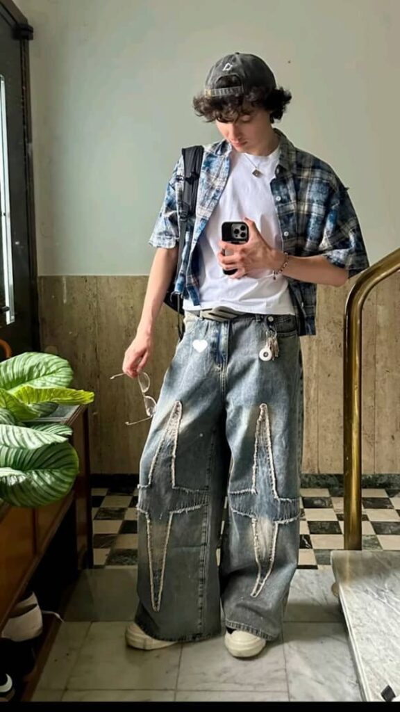 wearing a baggy fit