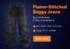 Flame-Stitched Baggy Jeans Built for Bold Street Statements